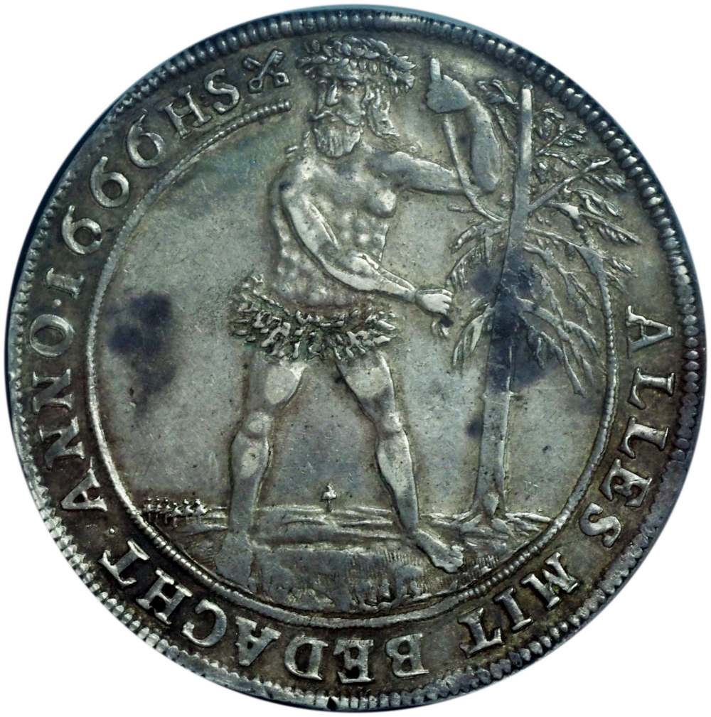 1666-HS Brunswick-Wolfenbüttel Wildman Taler AU55 NGC DAV-6344 – Iconic Wildman Type