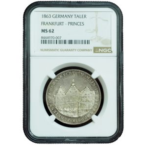 1863 Frankfurt Taler “Assembly of Princes” MS62 NGC – Historic German Unification Issue