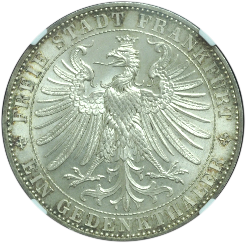 1863 Frankfurt Taler “Assembly of Princes” MS63 NGC – Choice Gem Unification Issue