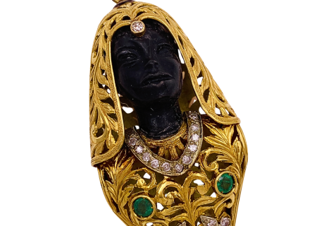 18K Emerald Diamond Blackamoor