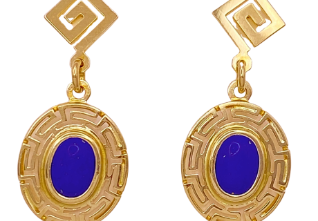 18K Lapis Dangle Earrings