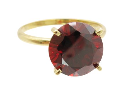 Garnet Round Cut 3.15ct Solitaire Ring 14K Gold