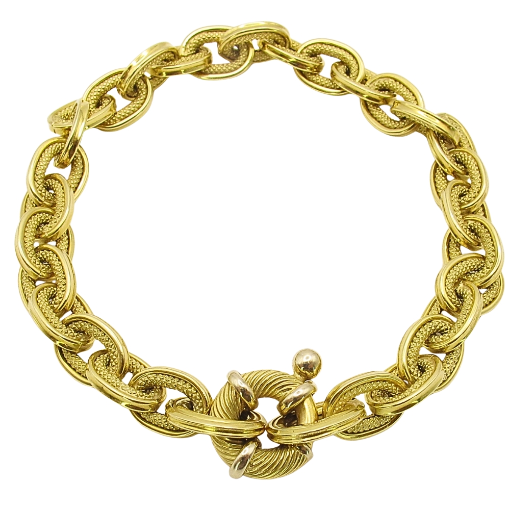 18K Gold Chunky Textured Cable Link Bracelet