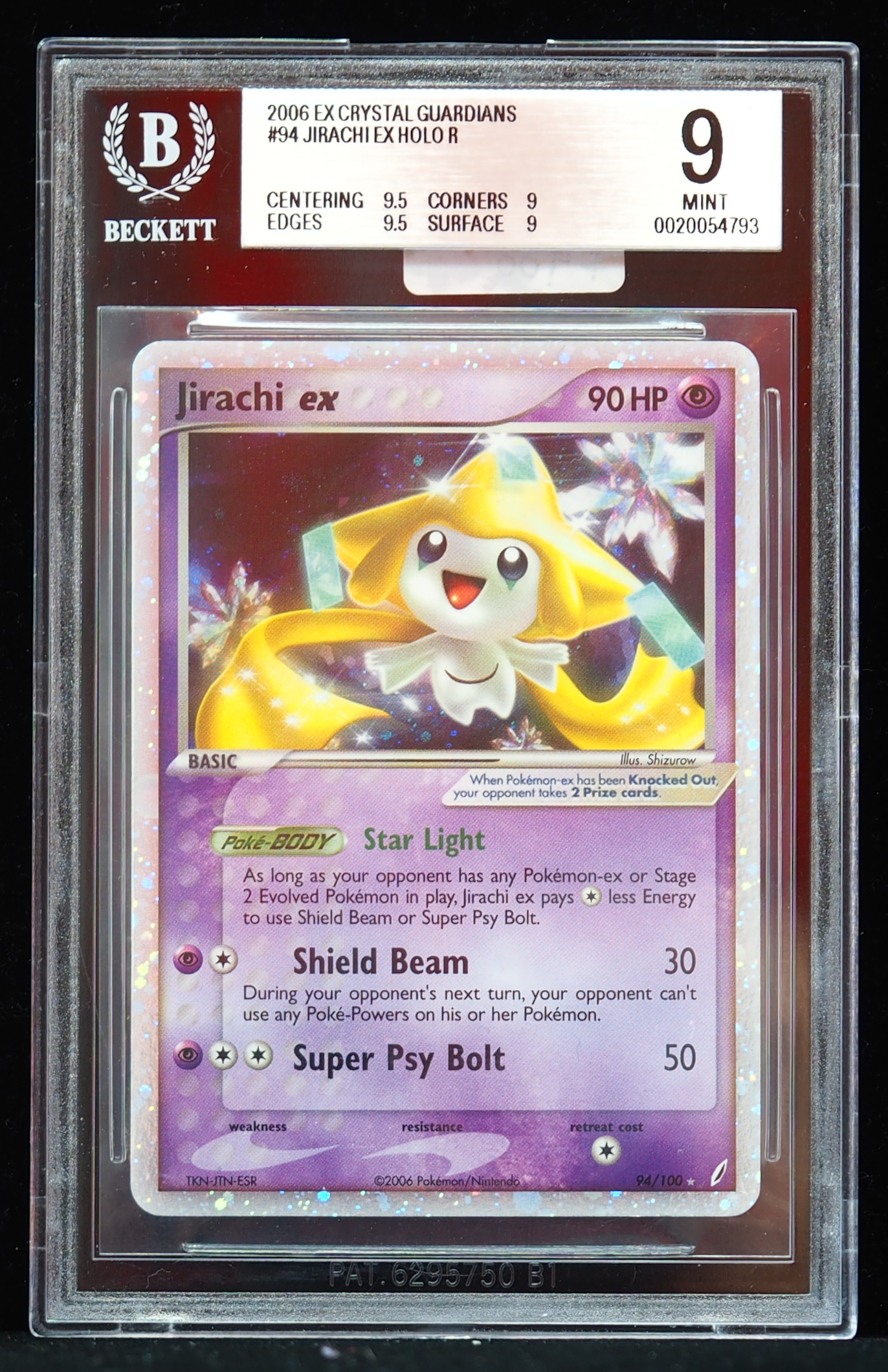 2006 Jirachi ex Holo #94/100 Crystal Guardians BGS 9 Pokemon Card