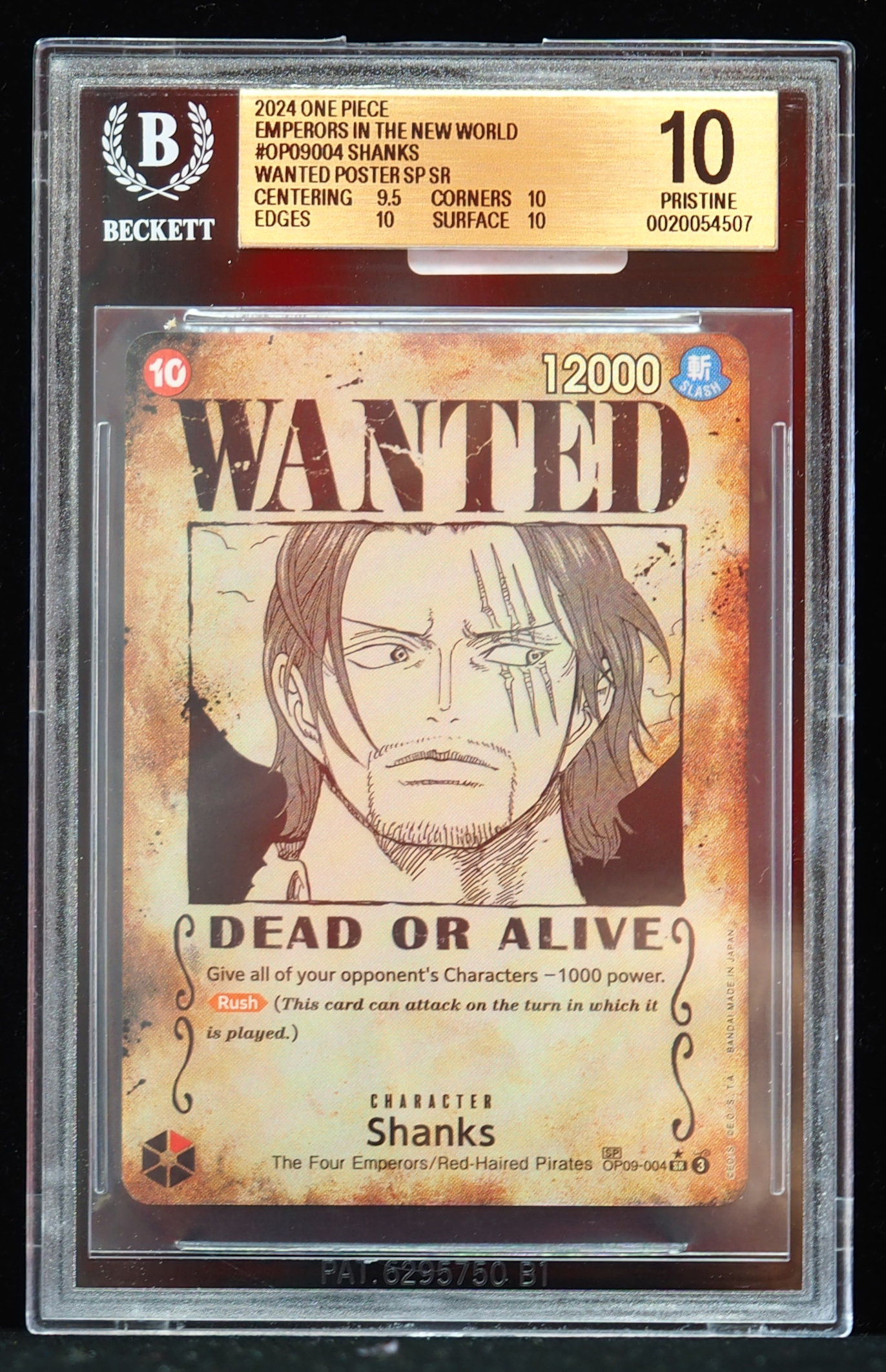 2024 Shanks Wanted Poster #OP09-004 Emperors in New World BGS 10 One Piece Card