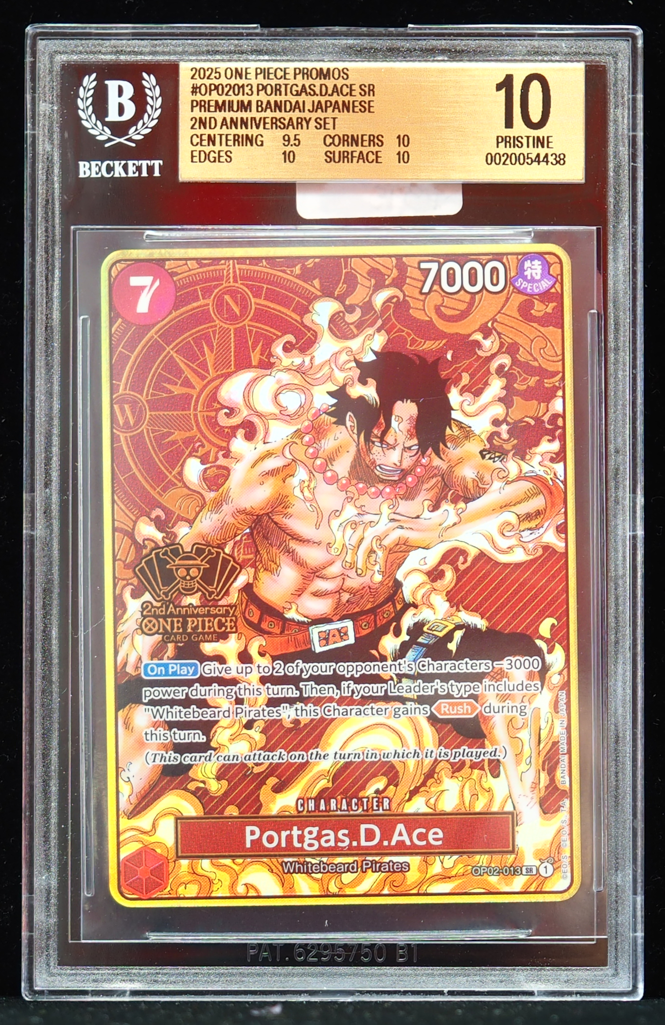 2025 Portgas D Ace #OP02-013 Premium Bandai BGS 10 One Piece Card