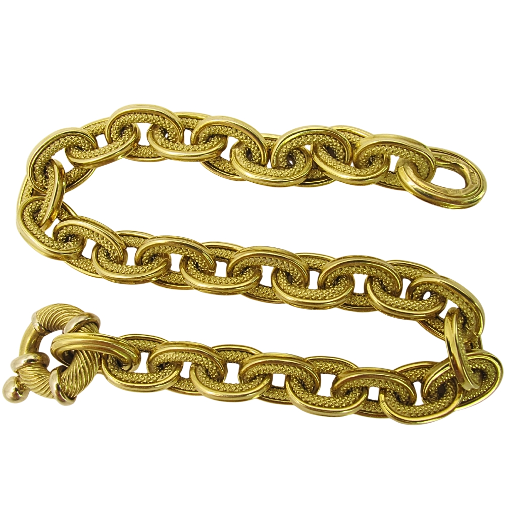 Buy 18K Gold Chunky Textured Cable Link Bracelet Online | Arnold