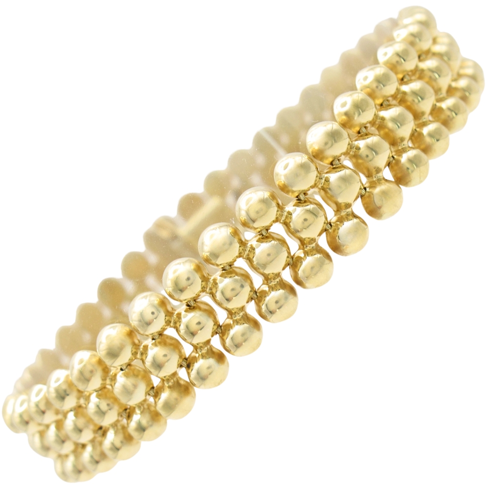 3-Row Bubble Bead Bracelet 14K Yellow Gold