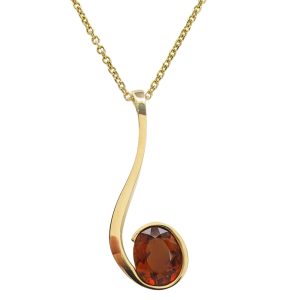14K Yellow Gold Madeira Citrine Pendant Necklace Close Up View