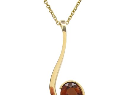 14K Yellow Gold Madeira Citrine Pendant Necklace Close Up View