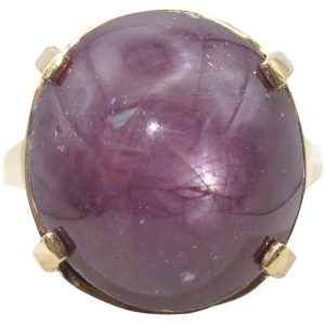 41.25ct Natural Star Ruby Solitaire Ring 14K Gold front