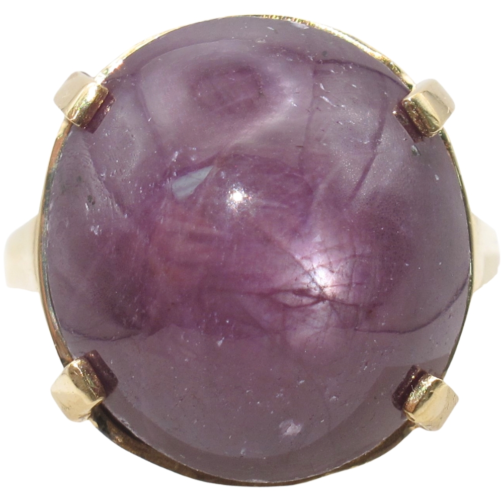 41.25ct Natural Star Ruby Solitaire Ring 14K Gold