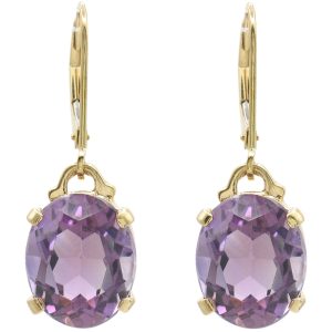 8.80ctw Oval Amethyst Drop Earrings 14K Gold front