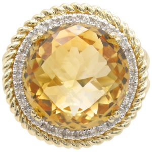 9.98ctw Checkerboard Citrine Statement Ring 14K Gold front