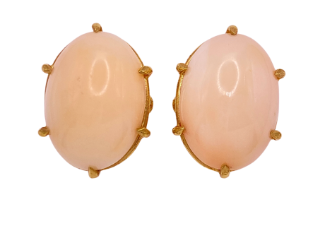 Angel Skin Coral Earrings 14K on Ear