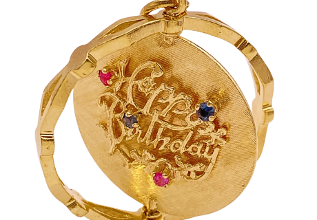BIG 14K Gold Jeweled Spinning Charm