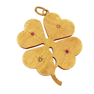 BIG 4-Leaf Clover 14K Ruby Pearl