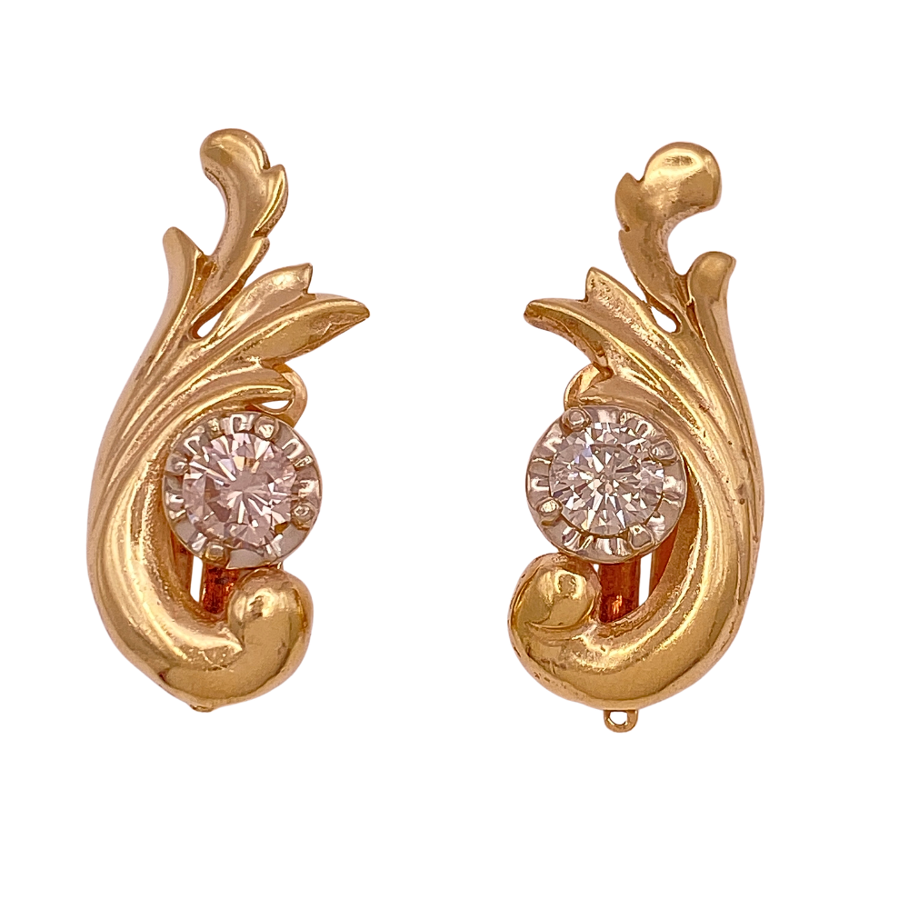 Vintage Clip-On Earrings Diamond 14K Two-Tone Gold .66 Carat TW