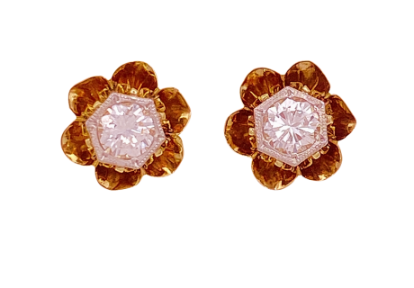 Diamond Buttercup Studs 14K