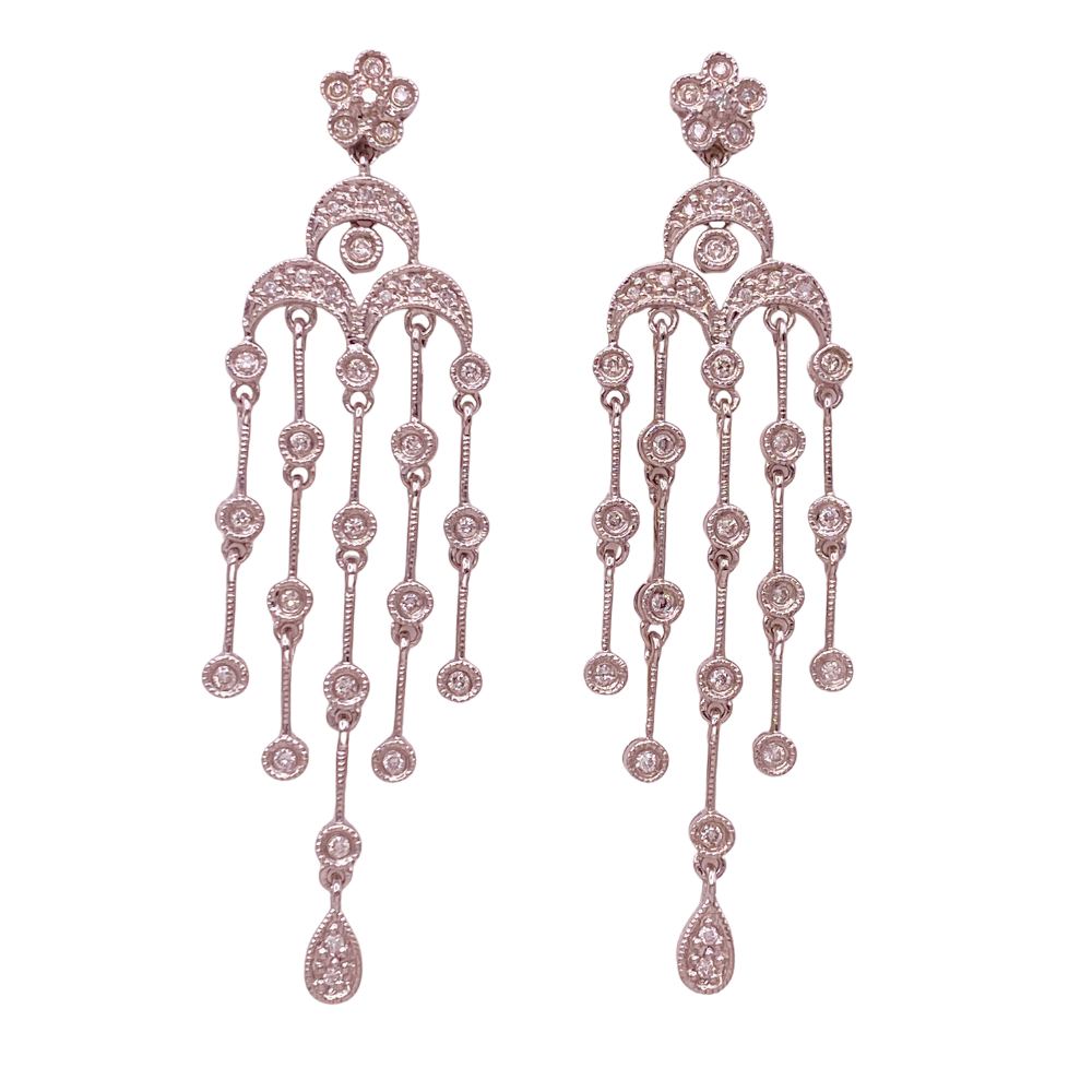 Diamond Chandelier Earrings 14K White Gold .34 Carat TW