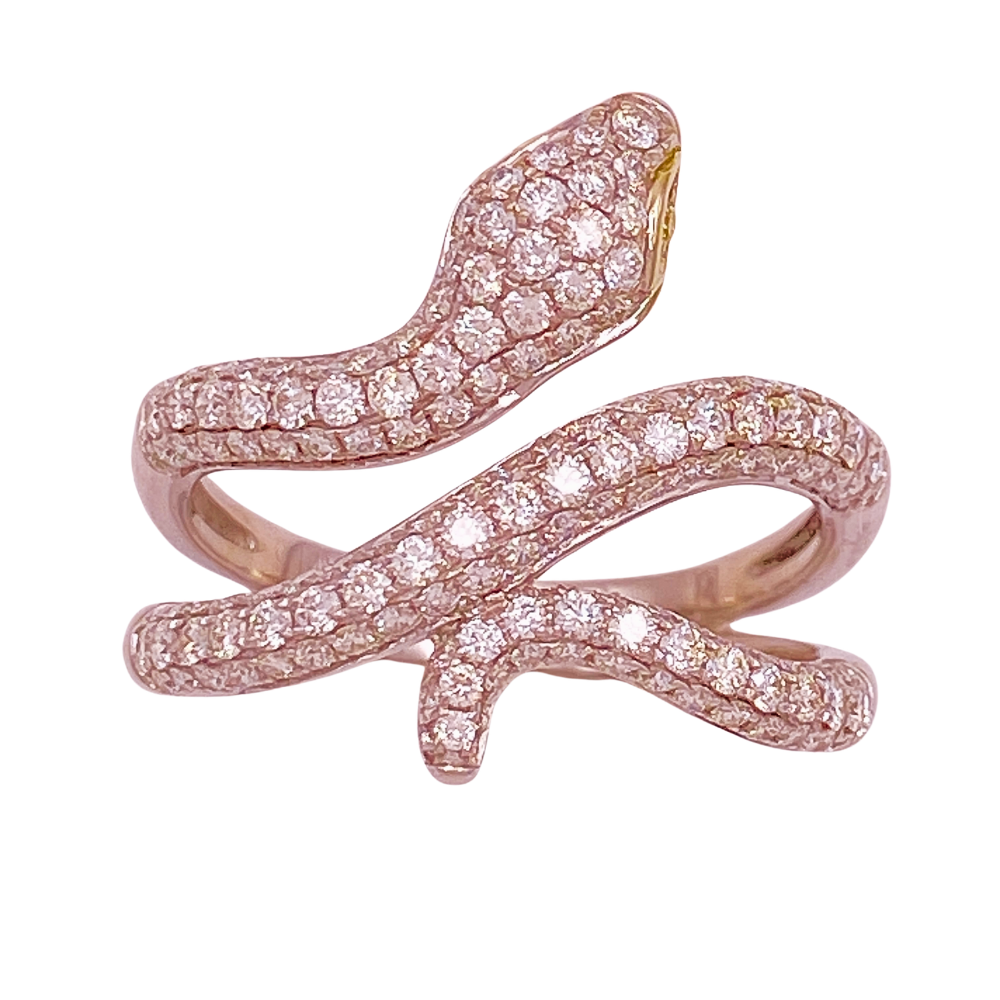 Diamond Encrusted Snake Ring 2.0 Carat TW 14K White Gold