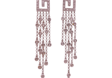 Diamond Tassel Dangle Earrings .78 CTW 14KWG