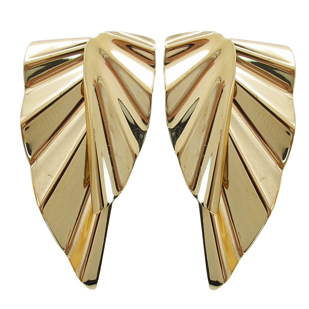 14K Gold Half Fan Statement Earrings