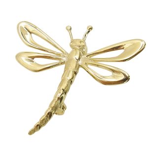 Dragonfly 14K Gold Brooch Pin Front View