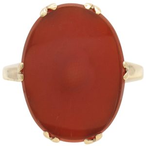 Edwardian Era Carnelian Solitaire Ring 10K Gold front