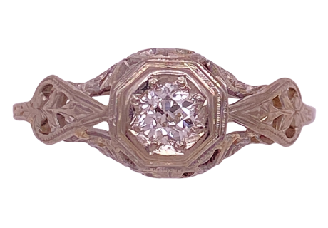 Edwardian Era Platinum Diamond Engagement Ring .25 ct