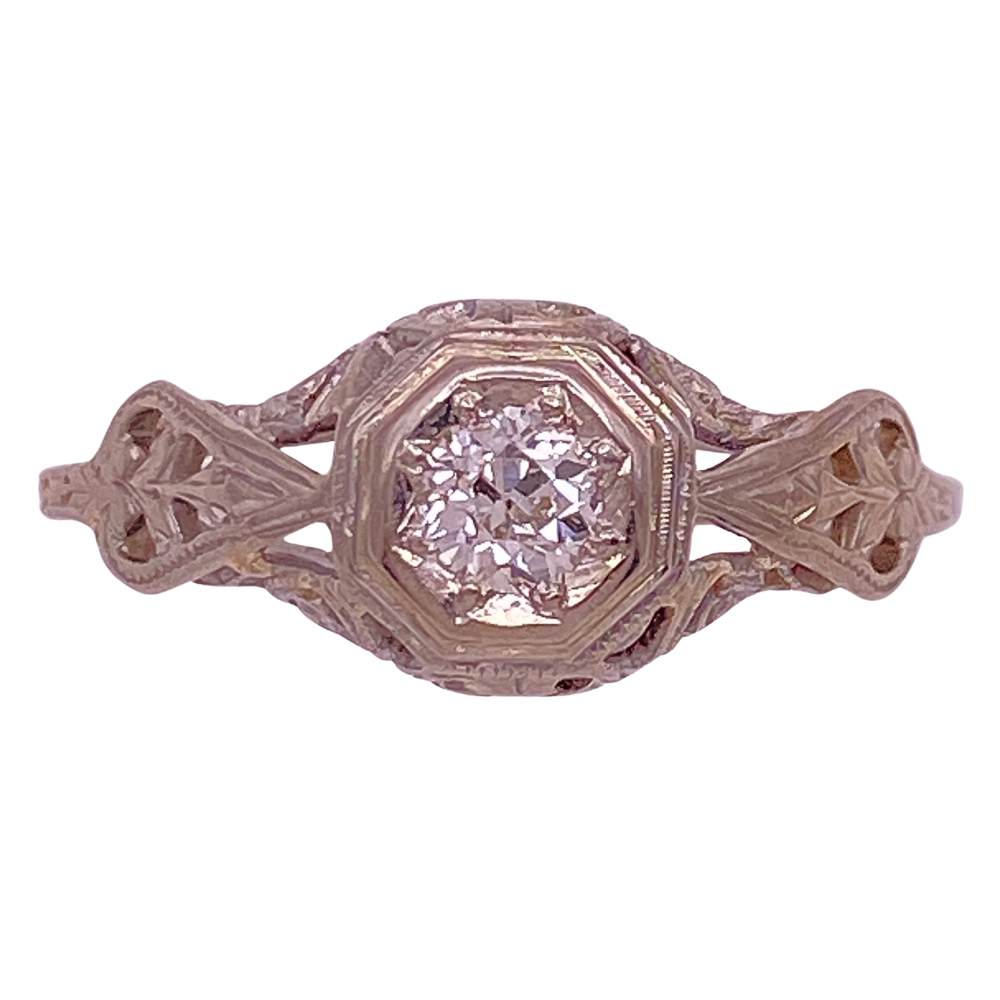 Edwardian Era Diamond Engagement Ring .25 Carat Platinum VS Quality
