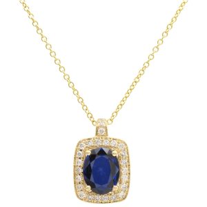 Effy 2.26ctw Lab Sapphire Necklace with Diamond Halo in 14K Gold front