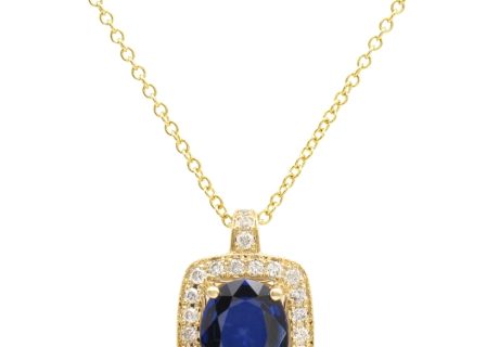 Effy 2.26ctw Lab Sapphire Necklace with Diamond Halo in 14K Gold front