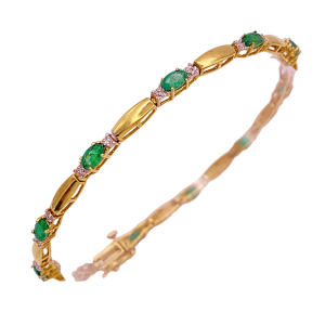 Emerald & Diamond Bracelet 14K 3.96 ctw