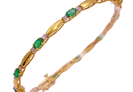 Emerald & Diamond Bracelet 14K 3.96 ctw