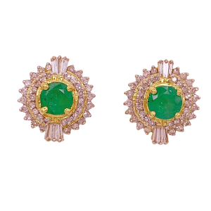 Emerald Diamond Earrings 2.94 ct TGW 14K