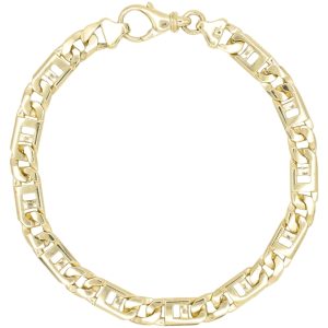 Fancy Alternating Link Bracelet 14K Gold 8 Inch Length