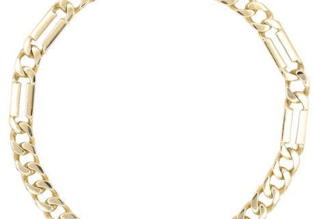 Fancy Figaro Link Bracelet 14K Gold 8.75 Length front