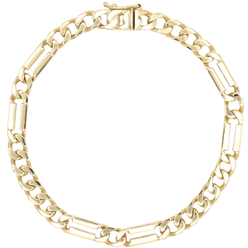 Fancy Figaro Link Bracelet 14K Gold 8.75″ Length