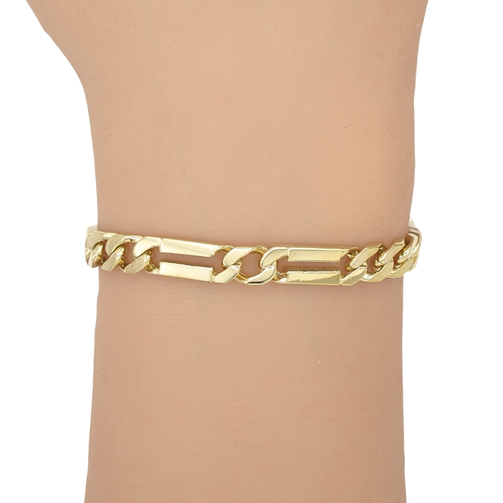 Buy Fancy Figaro Link Bracelet 14K Gold 8.75
