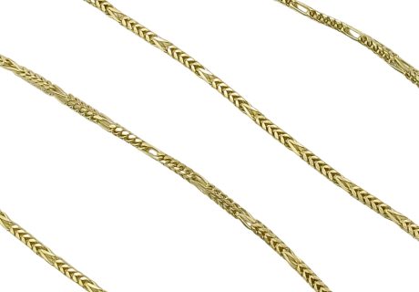 14K Yellow Gold Chain Necklace featuring Alternating Links Close Up View