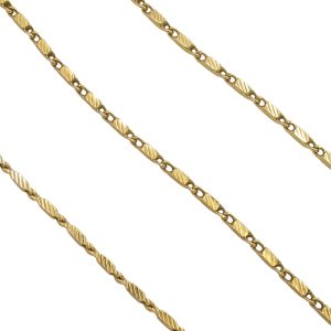 14K Gold Diamond Cut Fancy Link Chain 18" Close Up Links