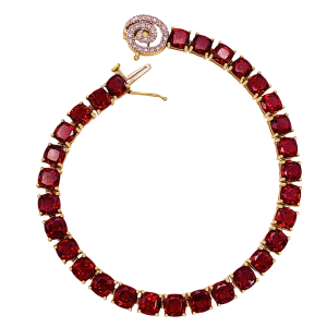 Garnet Diamond Accent Bracelet 14K Gold