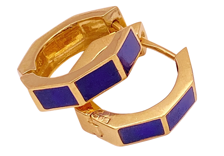 Lapis Lazuli Hoop Earrings 14K