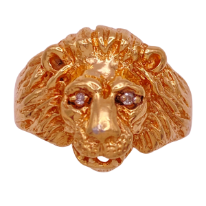 Lion Head Ring 10KYG Diamond Accent