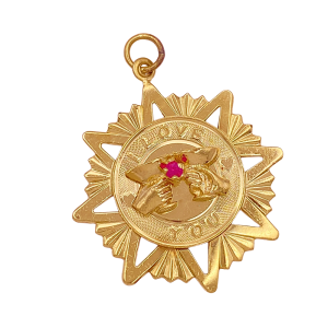 Love Cheers Charm 14KYG Ruby