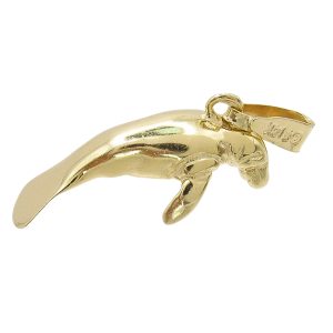 Manatee 14K Gold Charm Pendant Side View