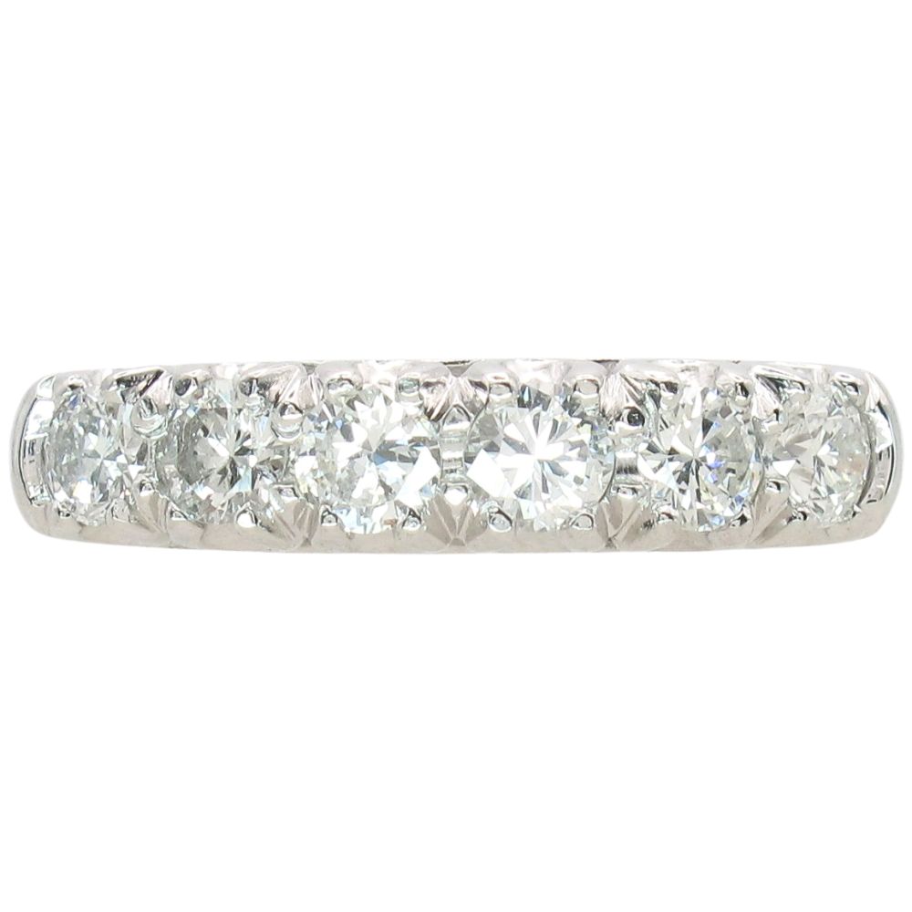 0.85ctw Diamond Mid-Century Band Ring Platinum