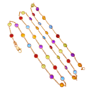Multi Gemstone Necklace 14KYG