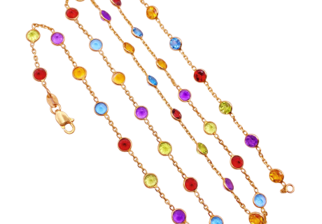 Multi Gemstone Necklace 14KYG